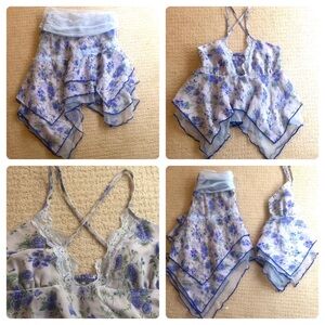 Summer Floral-Print Ruffle Hem Cami Top And Layered Skirt Two-Piece Set